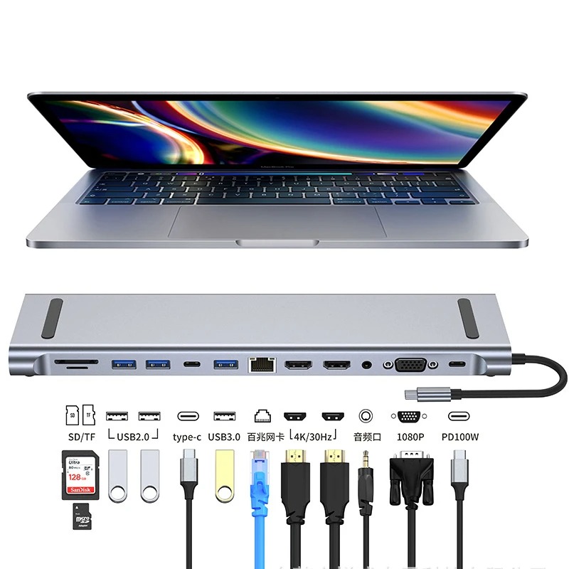 4 Hdmi Multi Monitor Video Card 4K - USB C 3.0 HUB Type C
