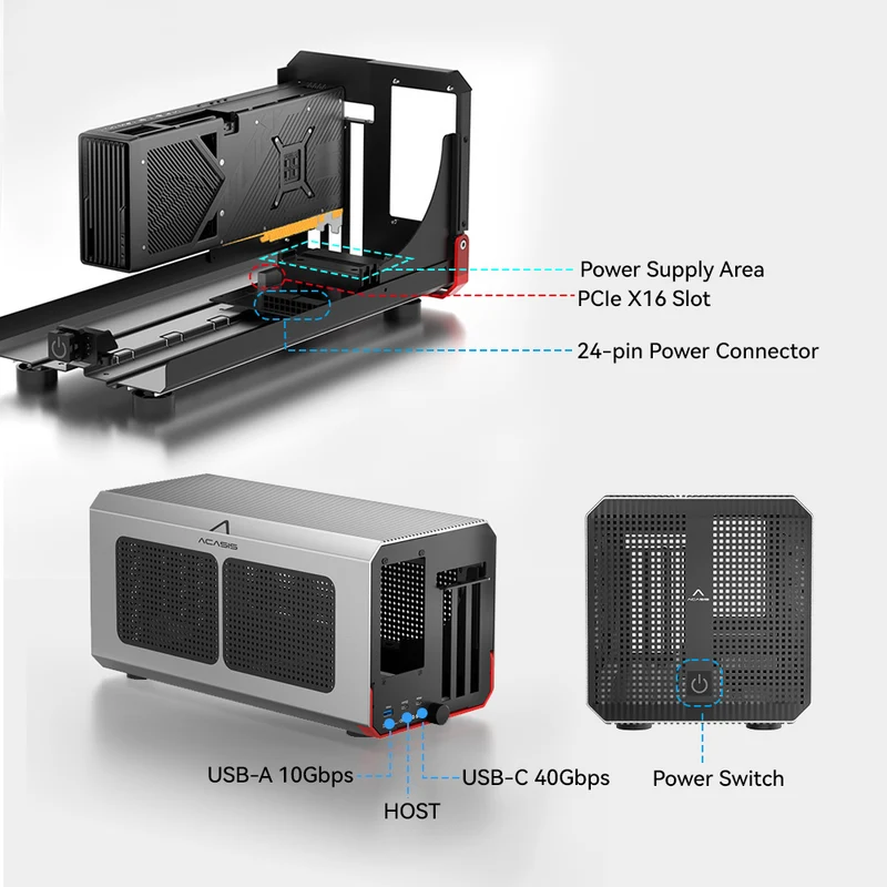 Корпус Acasis 40Gbps eGPU Thun – обзор и цена Thunderbolt 4 External Gpu Enclosure